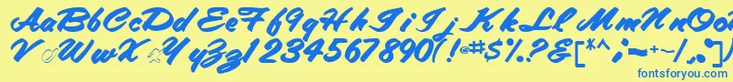 Tracytracy68Bold Font – Blue Fonts on Yellow Background
