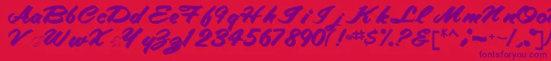 Tracytracy68Bold-Schriftart – Violette Schriften auf rotem Hintergrund