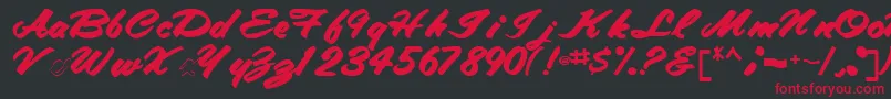 フォントTracytracy68Bold – 黒い背景に赤い文字