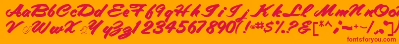 Tracytracy68Bold Font – Red Fonts on Orange Background