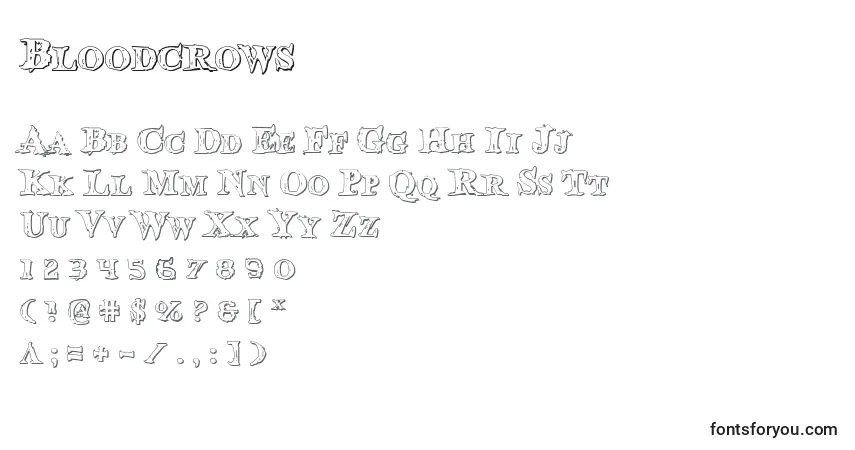 Шрифт Bloodcrows – алфавит, цифры, специальные символы