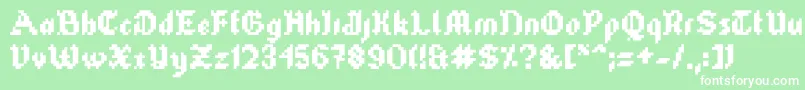 Więcej informacji o czcionce Tubeofcorn Czcionka Tubeofcorn – białe czcionki na zielonym tle