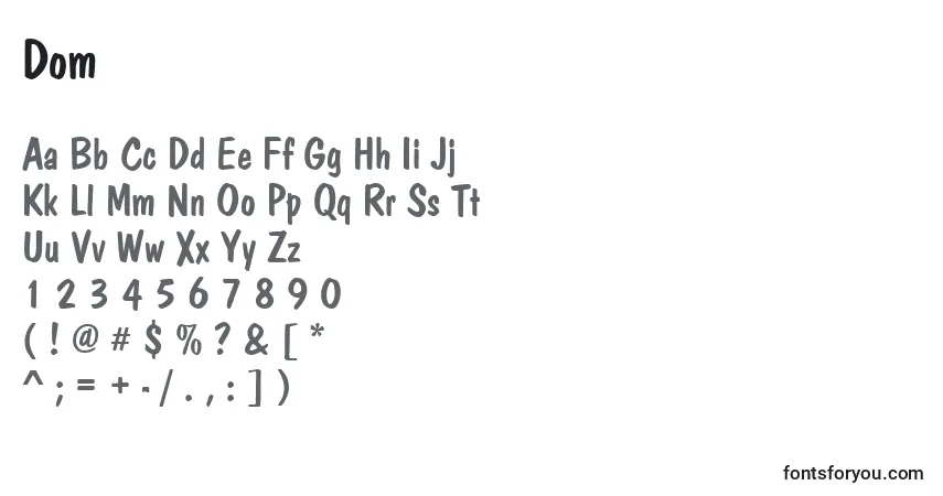 Schriftart Dom – Alphabet, Zahlen, spezielle Symbole