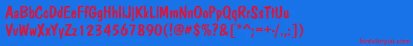 Dom Font – Red Fonts on Blue Background