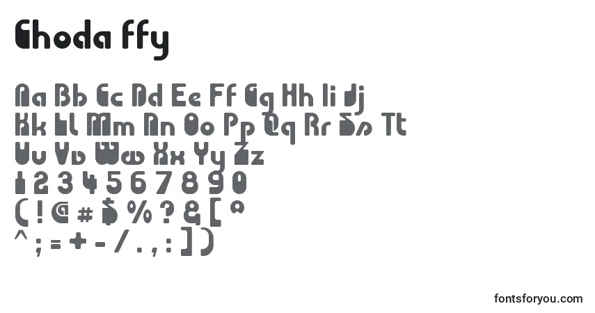 Шрифт Choda ffy – алфавит, цифры, специальные символы