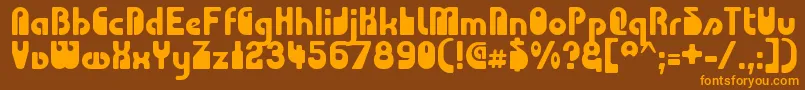 フォントChoda ffy – オレンジ色の文字が茶色の背景にあります。