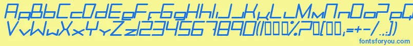 TrancemissionBolditalic-Schriftart – Blaue Schriften auf gelbem Hintergrund