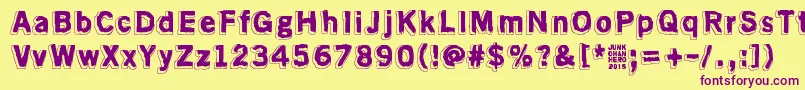 AlmostLikeTheBlues Font – Purple Fonts on Yellow Background