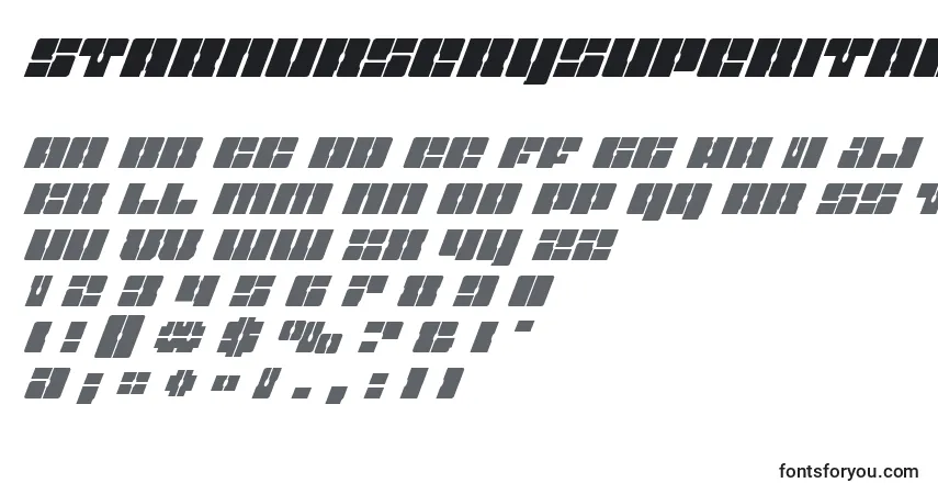 Czcionka Starnurserysuperital – alfabet, cyfry, specjalne znaki