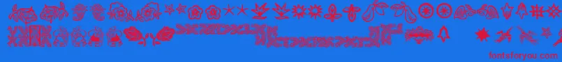 Deutscherschmuck-Schriftart – Rote Schriften auf blauem Hintergrund