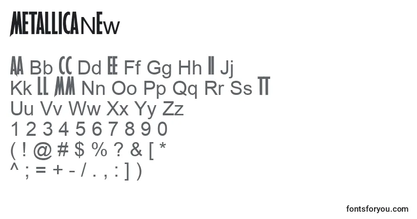 Schriftart MetallicaNew – Alphabet, Zahlen, spezielle Symbole