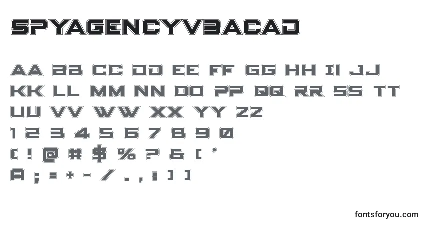 Шрифт Spyagencyv3acad – алфавит, цифры, специальные символы