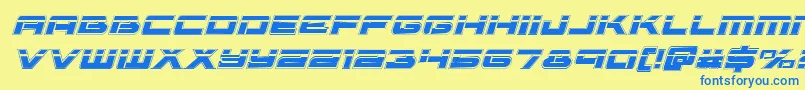 Vorpalacadital-Schriftart – Blaue Schriften auf gelbem Hintergrund