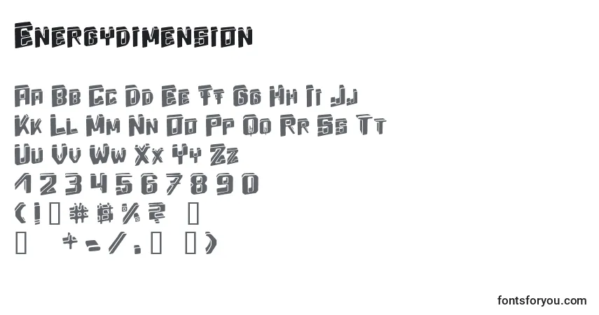 Schriftart Energydimension – Alphabet, Zahlen, spezielle Symbole