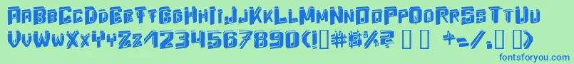 Energydimension-Schriftart – Blaue Schriften auf grünem Hintergrund