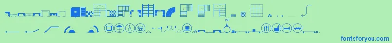 Homeplanning2-Schriftart – Blaue Schriften auf grünem Hintergrund