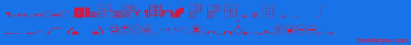 Czcionka Homeplanning2 – czerwone czcionki na niebieskim tle
