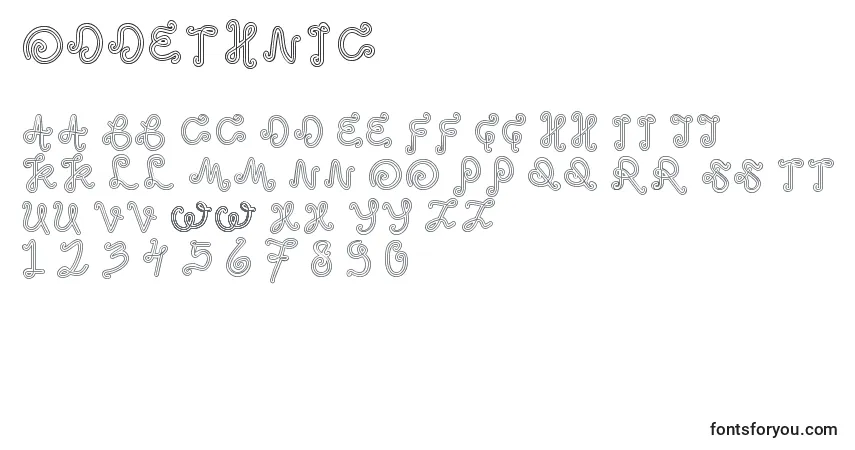 Schriftart OddEthnic – Alphabet, Zahlen, spezielle Symbole