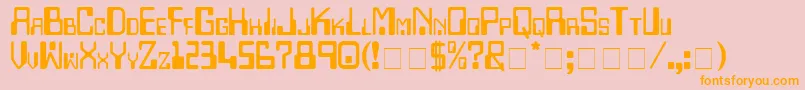 Checkbook-Schriftart – Orangefarbene Schriften auf rosa Hintergrund