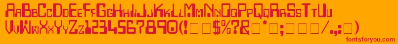 Czcionka Checkbook – czerwone czcionki na pomarańczowym tle
