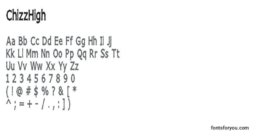 Fuente ChizzHigh - alfabeto, números, caracteres especiales