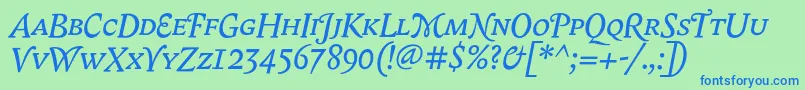 BiblonScOtItalic Font – Blue Fonts on Green Background