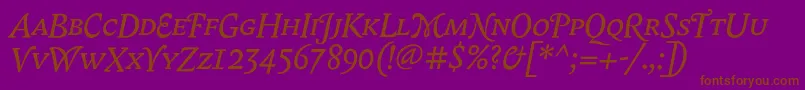 Шрифт BiblonScOtItalic – коричневые шрифты на фиолетовом фоне