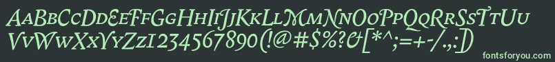 Шрифт BiblonScOtItalic – зелёные шрифты на чёрном фоне