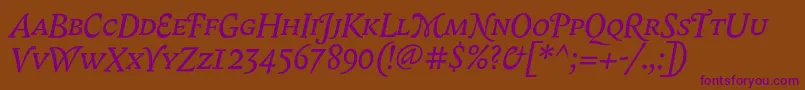 BiblonScOtItalic Font – Purple Fonts on Brown Background