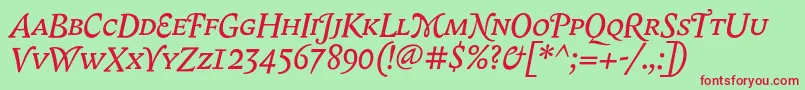 BiblonScOtItalic Font – Red Fonts on Green Background