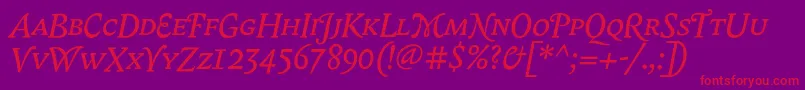 BiblonScOtItalic Font – Red Fonts on Purple Background