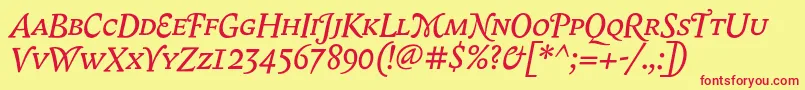 BiblonScOtItalic Font – Red Fonts on Yellow Background