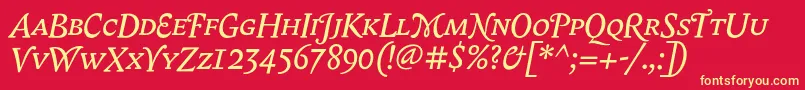 BiblonScOtItalic Font – Yellow Fonts on Red Background