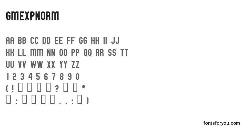 Schriftart GmExpNorm – Alphabet, Zahlen, spezielle Symbole