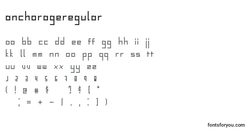 AnchorageRegular-fontti – aakkoset, numerot, erikoismerkit