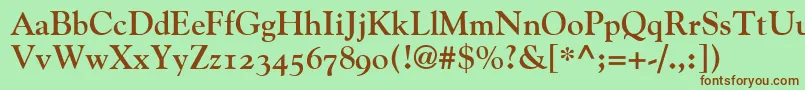 GoudyBoldOldStyleFigures-fontti – ruskeat fontit vihreällä taustalla