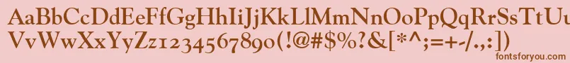 GoudyBoldOldStyleFigures-Schriftart – Braune Schriften auf rosa Hintergrund