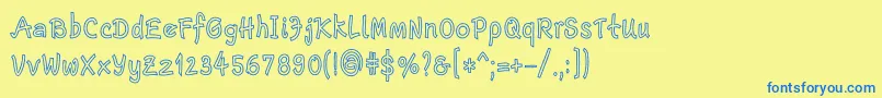 EscriptLtBoldNarrowOutline Font – Blue Fonts on Yellow Background