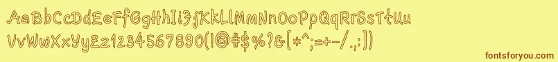 EscriptLtBoldNarrowOutline Font – Brown Fonts on Yellow Background