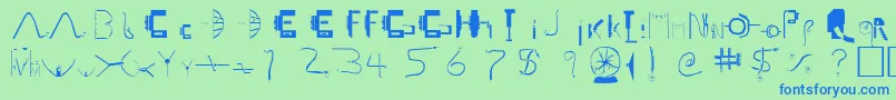 LiveWire-Schriftart – Blaue Schriften auf grünem Hintergrund