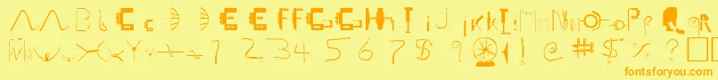 フォントLiveWire – オレンジの文字が黄色の背景にあります。