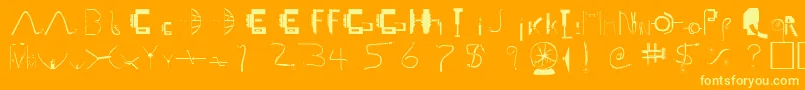 LiveWire-Schriftart – Gelbe Schriften auf orangefarbenem Hintergrund