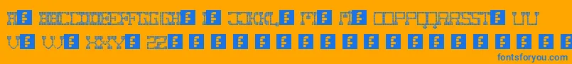 FatCowboySquare Font – Blue Fonts on Orange Background