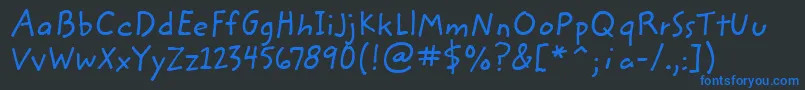 Шрифт ZemkehanditcTt – синие шрифты на чёрном фоне