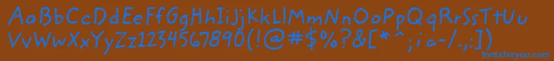 Шрифт ZemkehanditcTt – синие шрифты на коричневом фоне