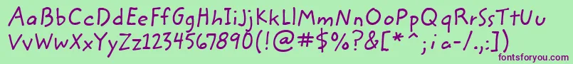 ZemkehanditcTt Font – Purple Fonts on Green Background
