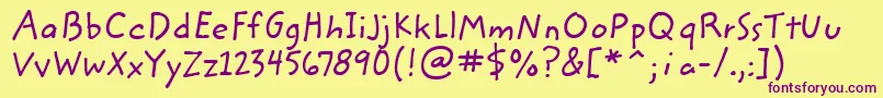 ZemkehanditcTt Font – Purple Fonts on Yellow Background