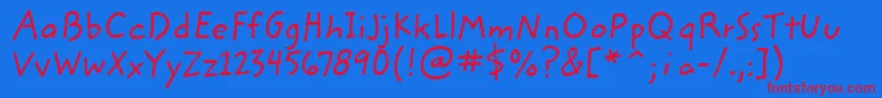 ZemkehanditcTt Font – Red Fonts on Blue Background