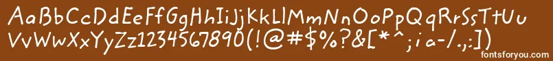 ZemkehanditcTt-fontti – valkoiset fontit ruskealla taustalla