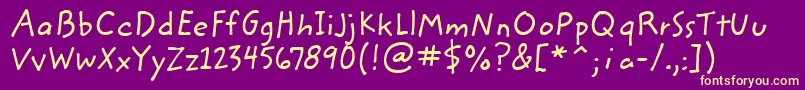 ZemkehanditcTt Font – Yellow Fonts on Purple Background